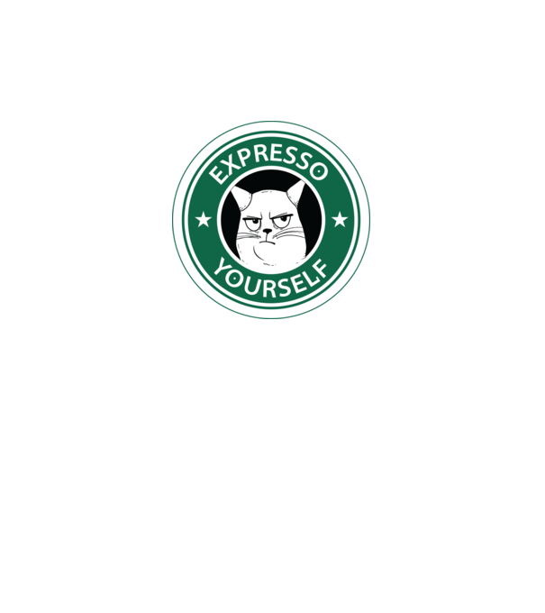Expresso Yourself tricou Pisică cu cafea model negru pe tricou