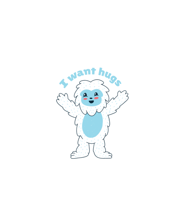 Vreau o îmbrățișare Yeti drăguț model negru pe tricou