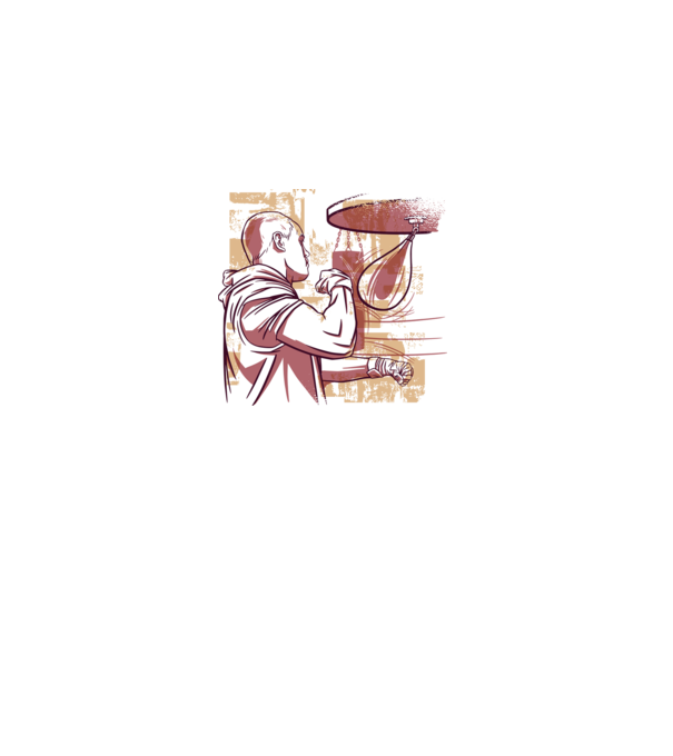 Pugilist model alb pe tricou