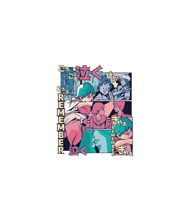 Anime Vaporwave benzi desenate model alb pe tricou