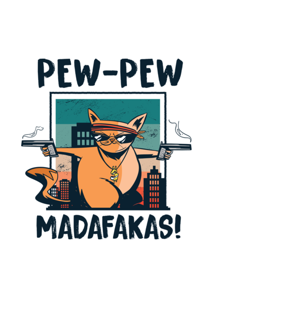 Pew Pew Pew Madafakas Pisică dark model negru pe tricou