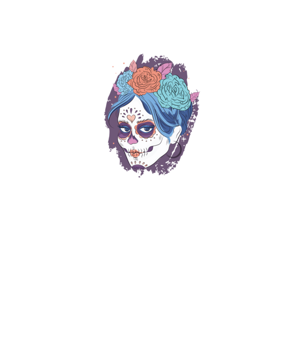 Dia de Los Muertos - Craniu cu flori model albastru închis pe tricou