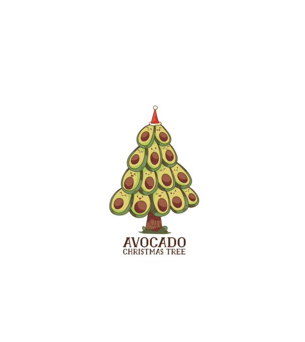 Pom de Crăciun Avocado model alb pe tricou