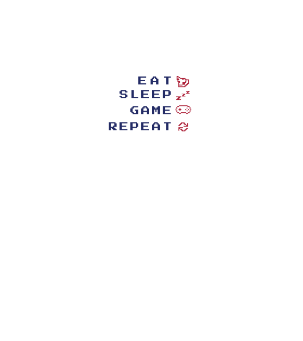 Eat Sleep Game Repeat model alb pe tricou