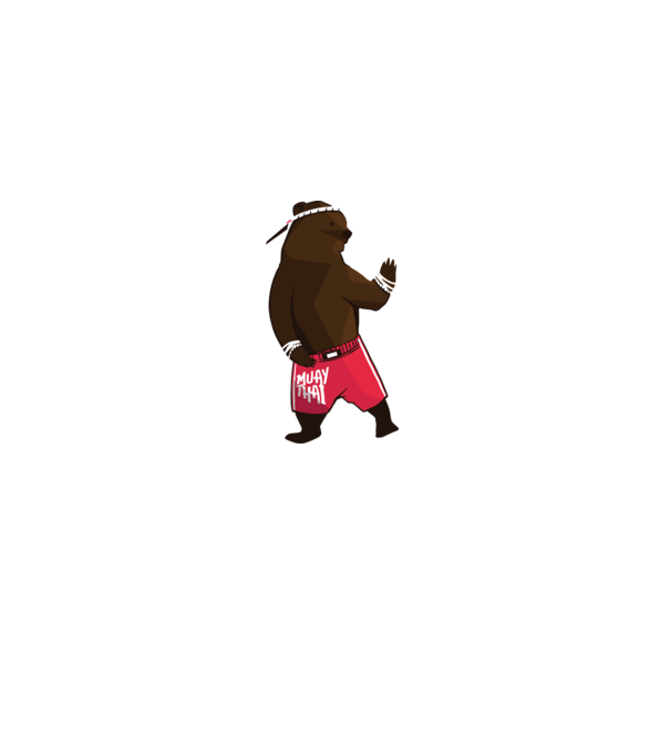 Urs Muay Thai model gri pe tricou