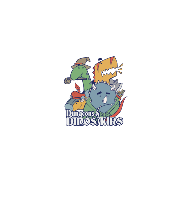 Dungeons and Dinosaurs model albastru jeanși pe tricou