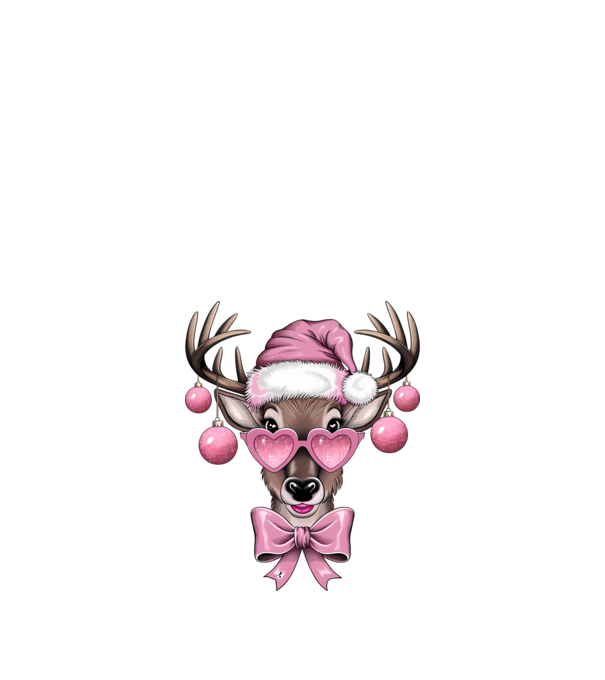 Pink Xmas Reindeer model alb pe tricou