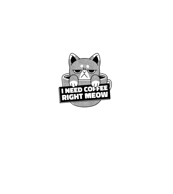 I need Coffee Right Meow model gri pe tricou