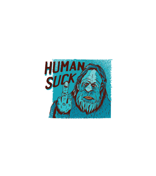 Human Suck - Yeti spune tricou amuzant antisocial model alb pe tricou