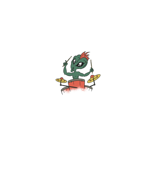 Alien baterist model negru pe tricou