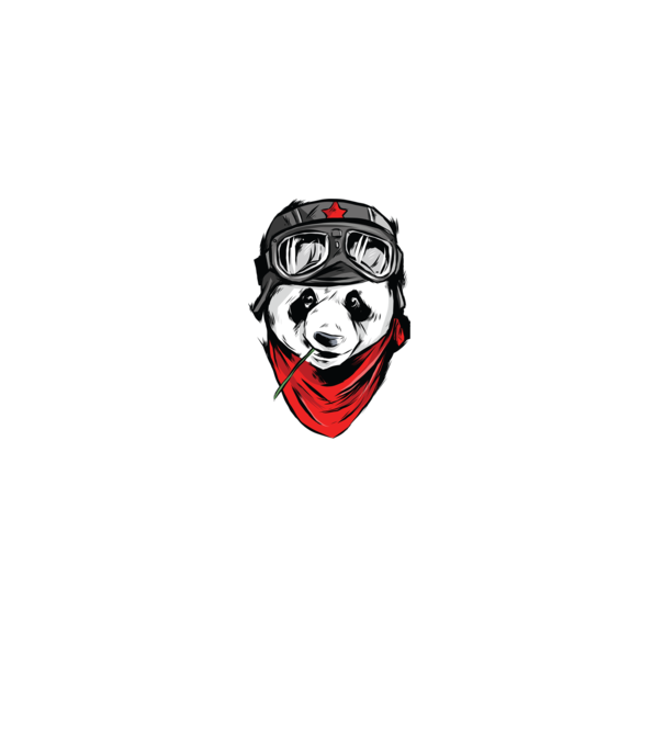 Panda Gerilla model negru pe tricou