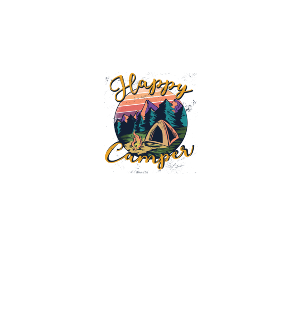 Happy Camper tricou camping model alb pe tricou