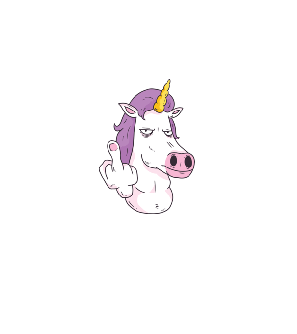 Unicorn arată degetul model albastru închis pe tricou