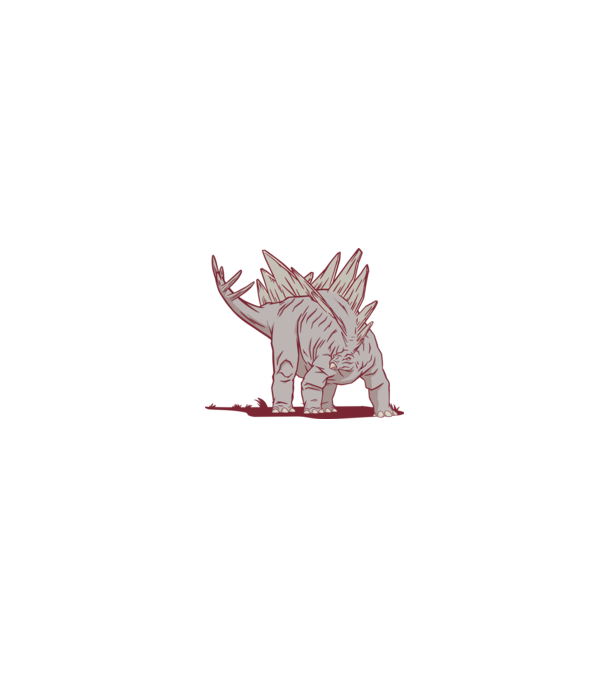 Stegosaurus dinozaur model alb/roșu pe tricou
