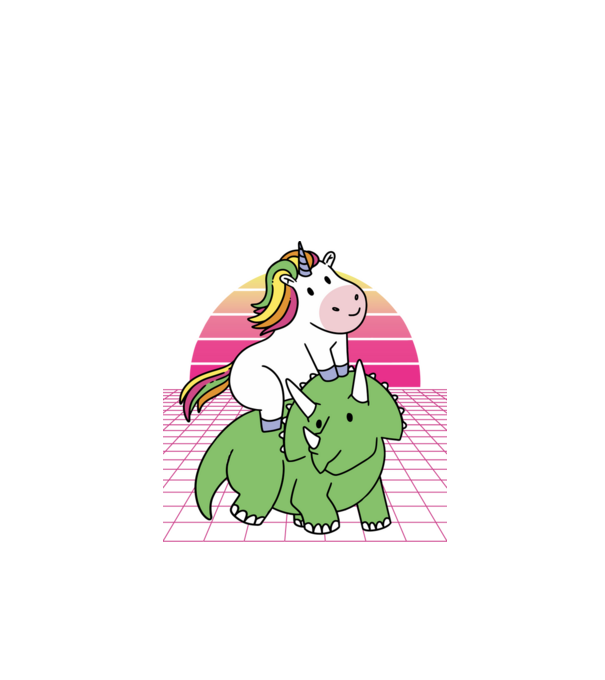 Unicorn pe dinozaur retro model negru pe tricou
