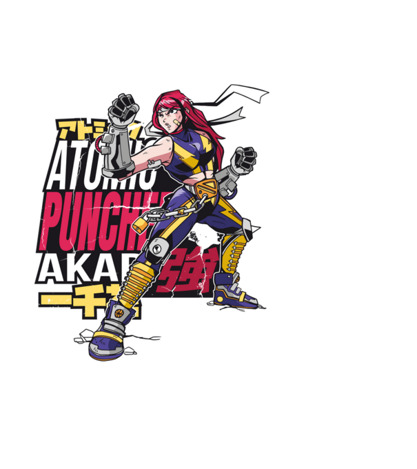 Anime fată Războinic model albastru deschis pe tricou