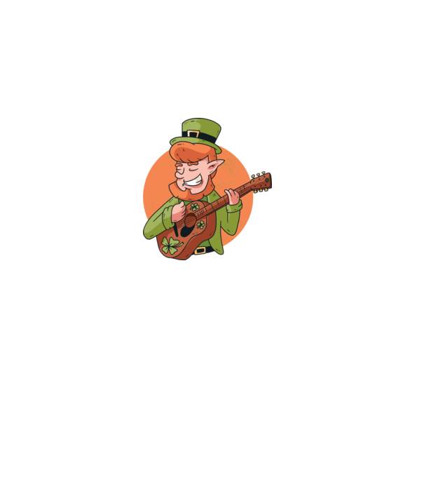 Chitarist Leprechaun irlandez St Patrick model albastru închis pe tricou