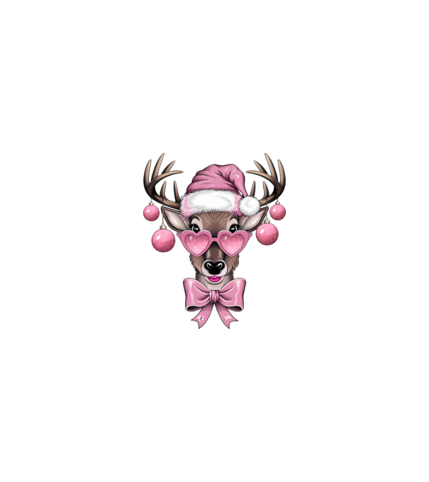 Pink Xmas Reindeer model nisipiu pe tricou
