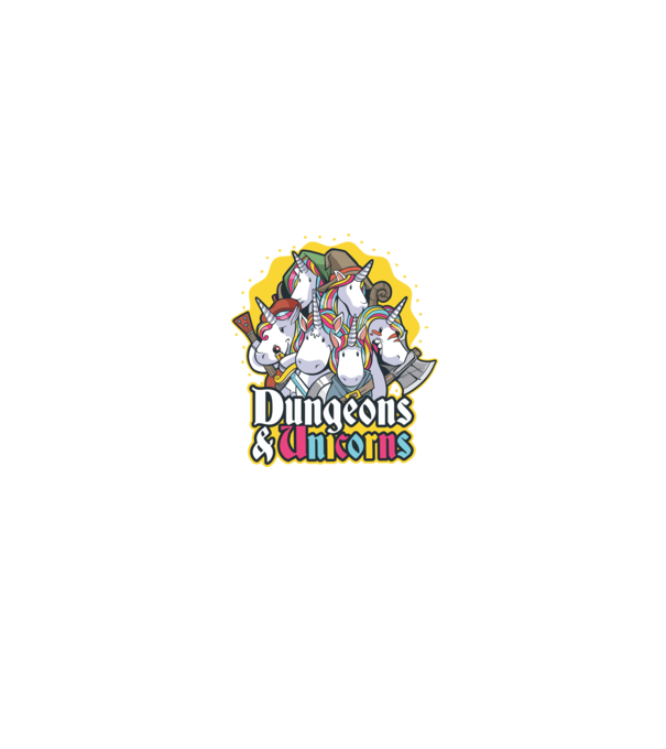 Dungeons and Unicorns model negru pe tricou