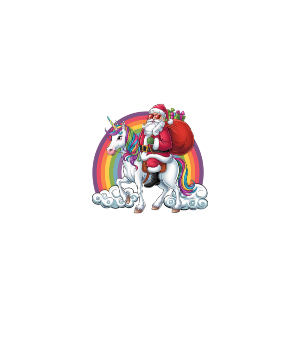 Moș Crăciun cool pe un unicorn 2 model negru pe tricou