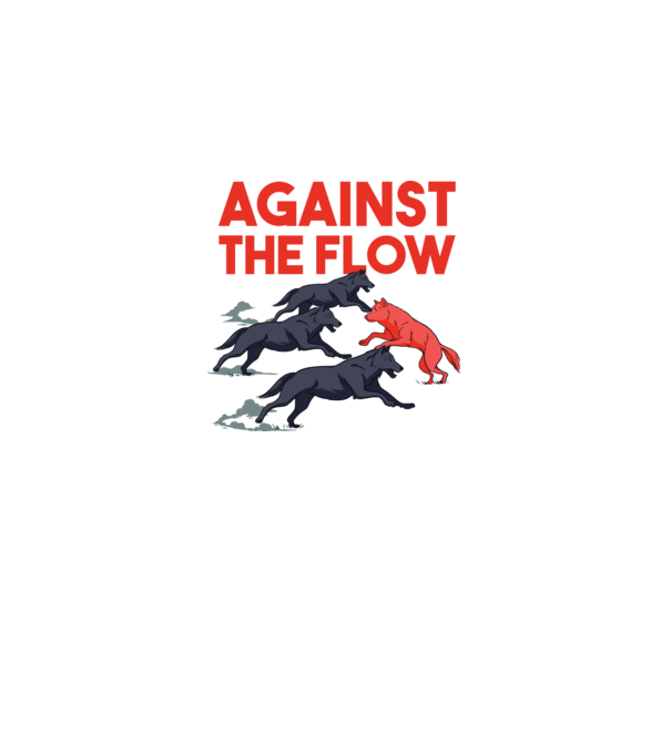 Against the flow - Împotriva curentului model alb pe tricou