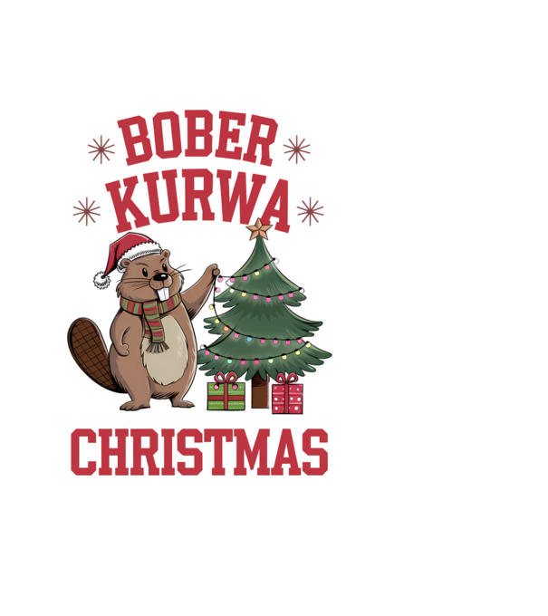 Bober Kurwa Christmas 3 model albastru deschis pe tricou
