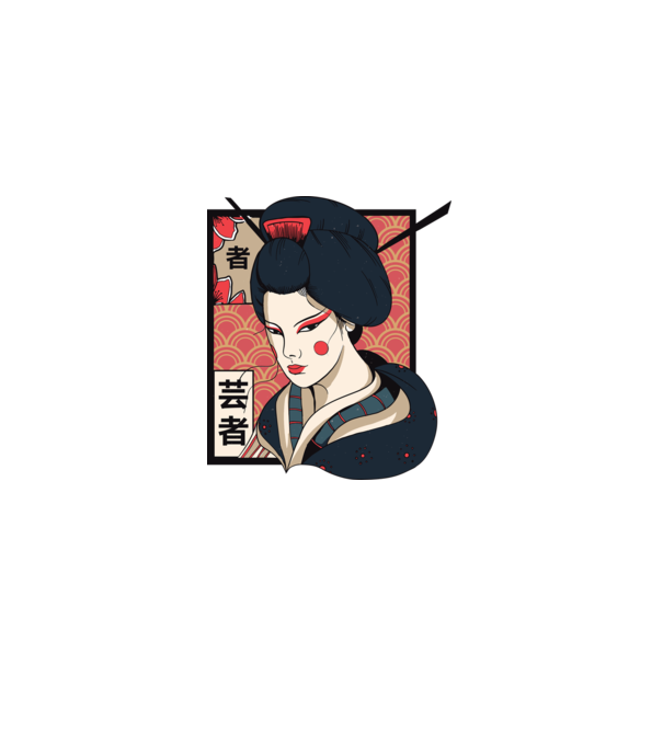 Geisha Japonia model alb pe tricou