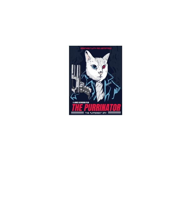 The Purrinator Pisică model gri pe tricou