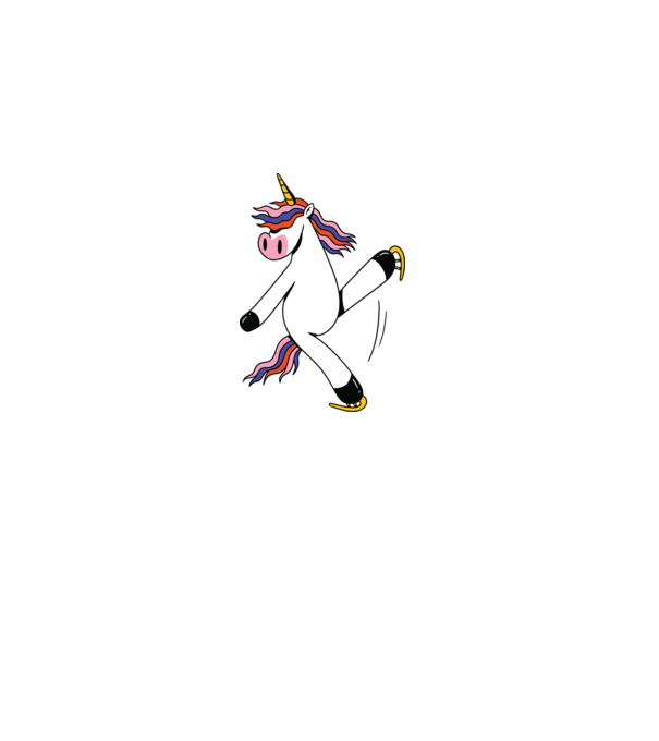 Unicorn cu Patine model alb pe tricou