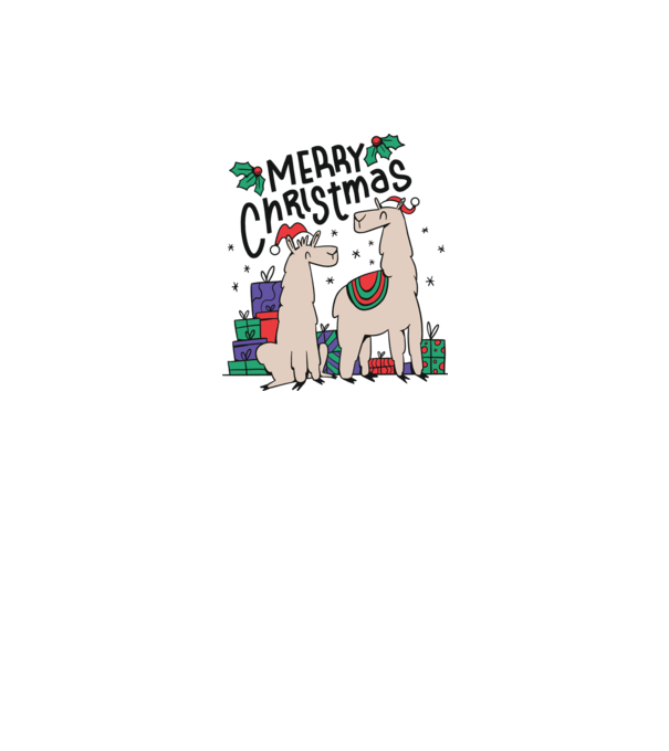 Alpaca de Crăciun model alb pe tricou