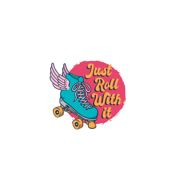 Just Roll with it - patine cu rotile model albastru închis pe tricou