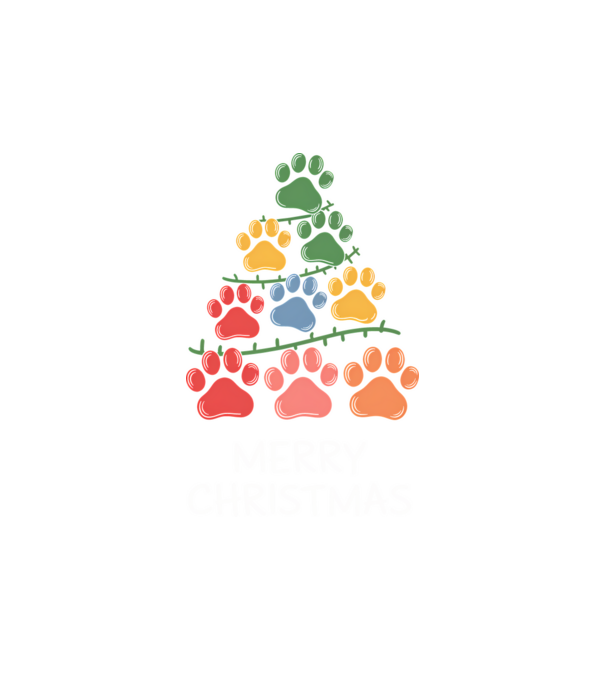 Merry Christmas Paws Negru model alb pe tricou