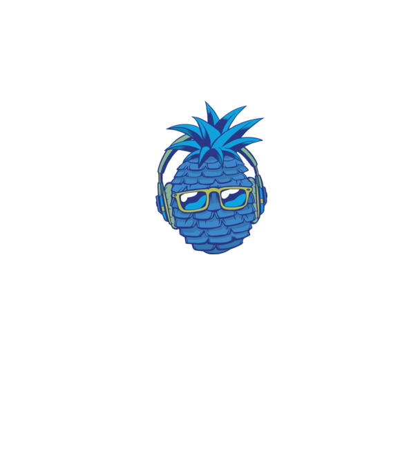 Ananas albastru cu căști model alb pe tricou