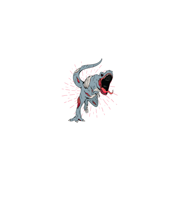 T-rex Zombie model alb pe tricou