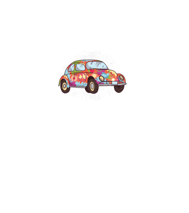 Hippy Beetle Volkswagen model albastru deschis pe tricou