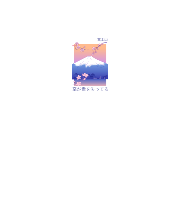 Anime Vaporwave munte model alb pe tricou