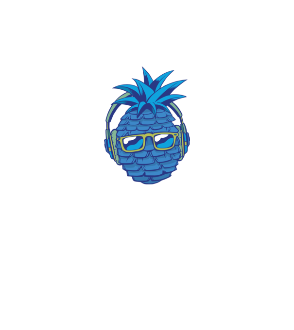 Ananas albastru cu căști model gri pe tricou
