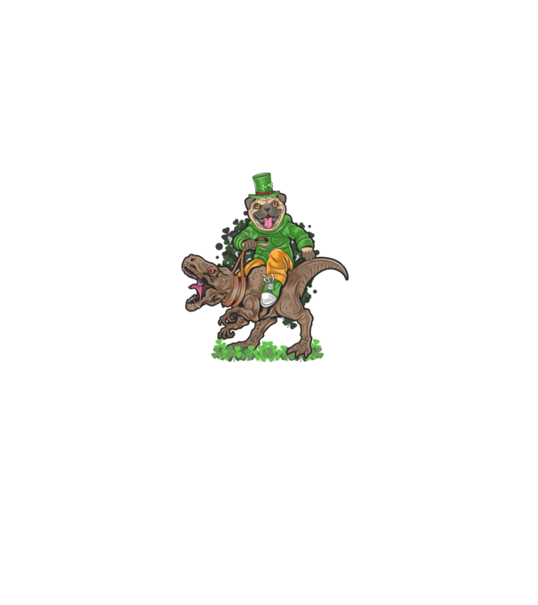 Sfântul Patrick Mops dinozaur model verde pe tricou