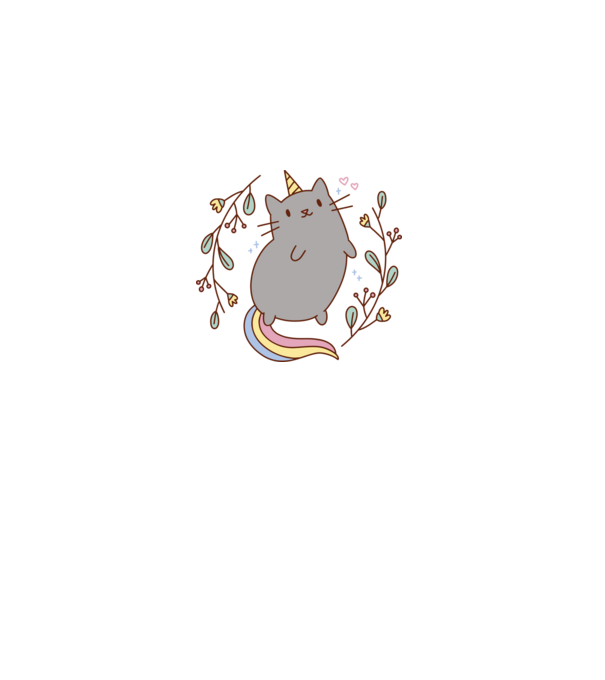 Pisică Unicorn model alb pe tricou