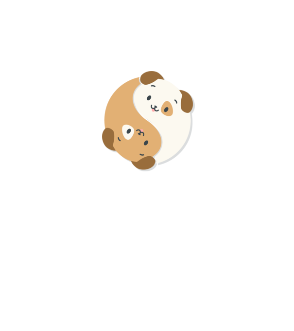 Câini Yin Yang model alb pe tricou