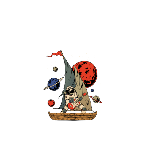 Astronaut Chitarist model negru pe tricou