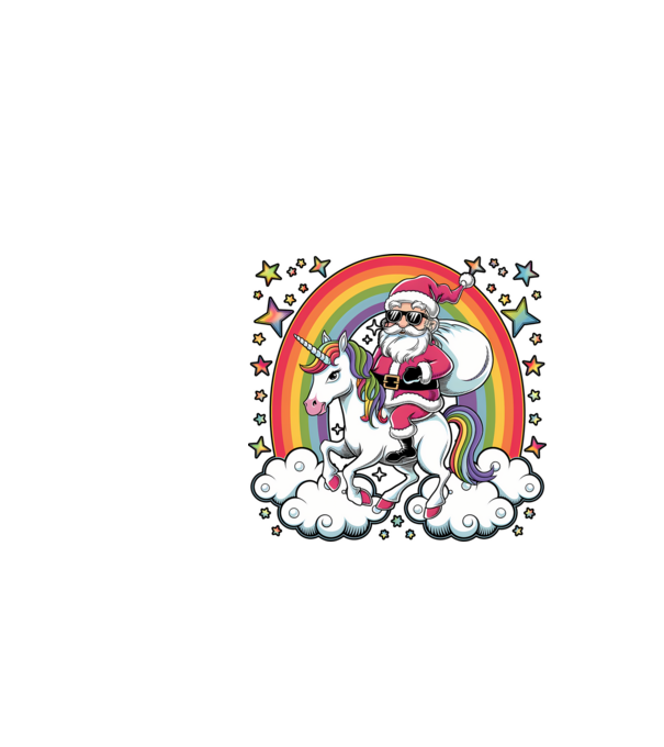 Moș Crăciun cool pe un unicorn model negru pe tricou