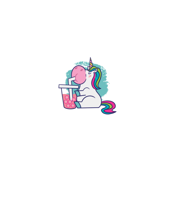 Unicorn Bubble Tea model alb pe tricou