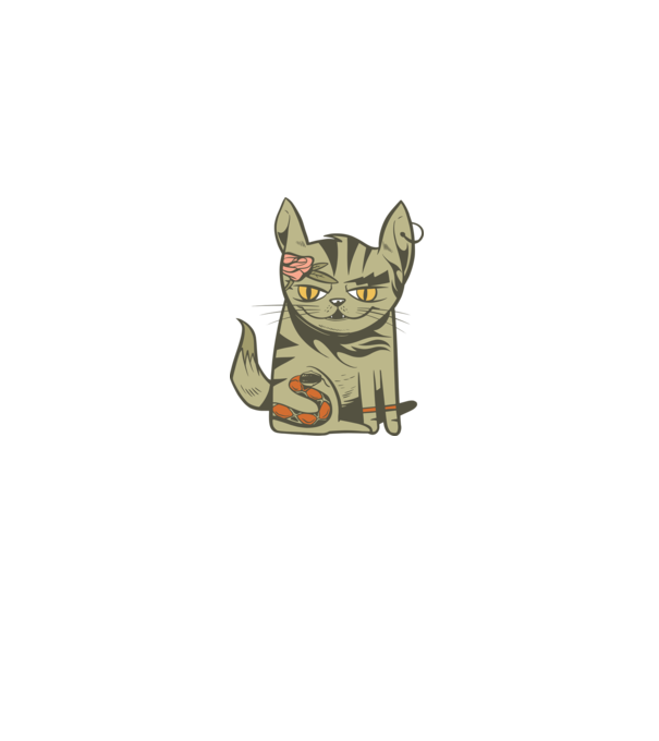 Pisoi tatuat model alb pe tricou