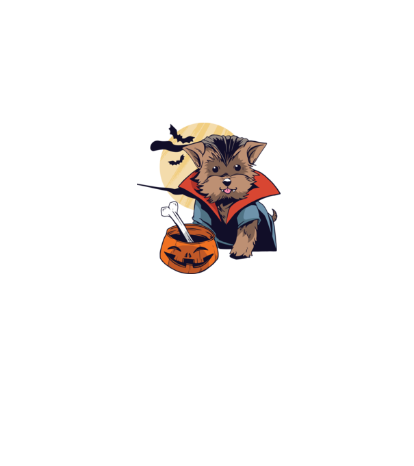 Vampir Yorkie Halloween model albastru jeanși pe tricou