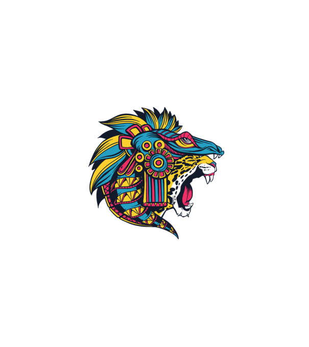 Aztec Jaguar model alb pe tricou