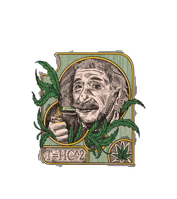Einstein Marijuana THC model alb pe tricou