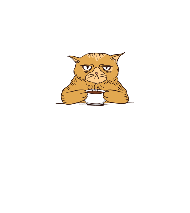 Grumpy Cat - Pisică supărată cu cafea model gri pe tricou