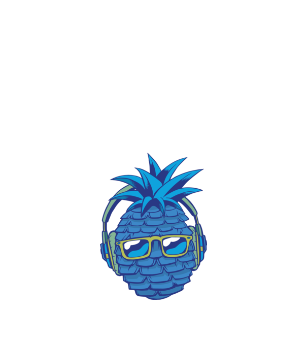 Ananas albastru cu căști model portocaliu pe tricou