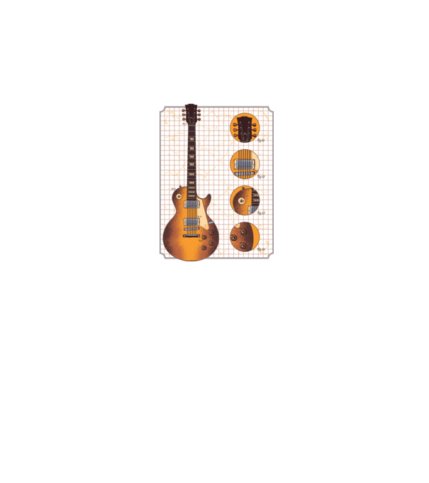 Gibson Chitară desen gold model alb pe tricou